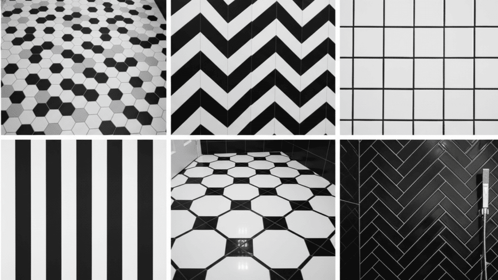 Geometric Pattern Black and White Bathroom Ideas