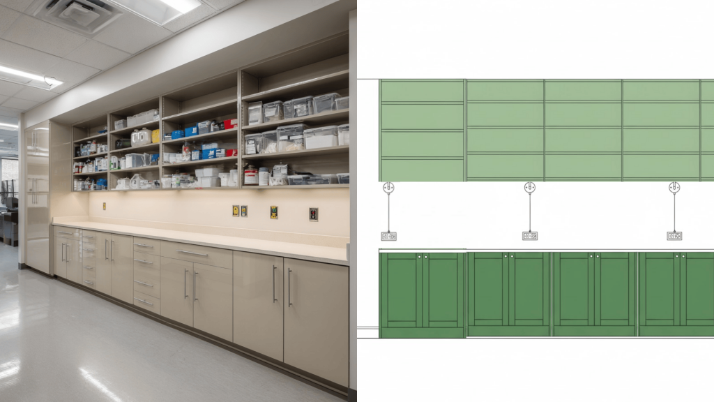 Mixed Open and Closed Shelving