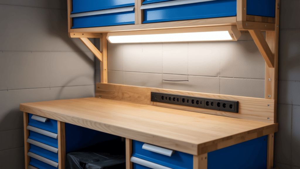 Workbench With Integrated Power Strip