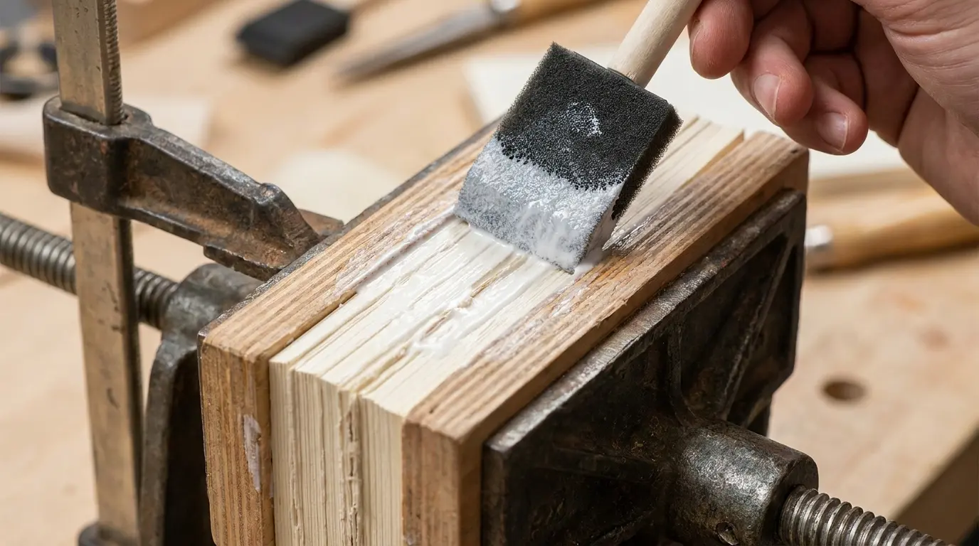 Applying PVA glue evenly across the book spine