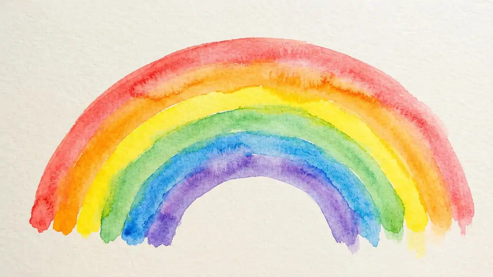 Bright watercolor rainbow with smoothly blended color bands