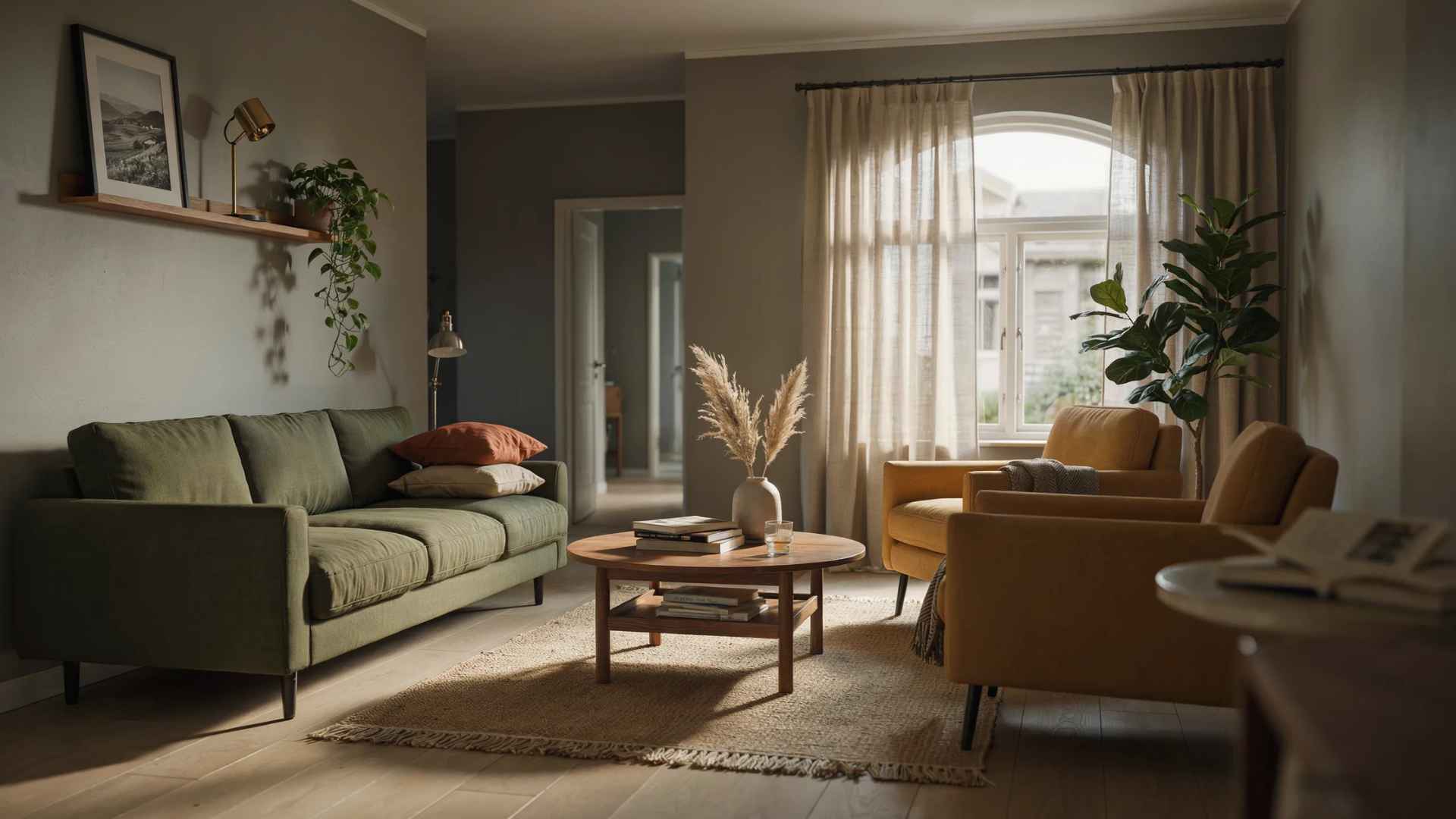 Living room with seating arranged face to face to encourage conversation.