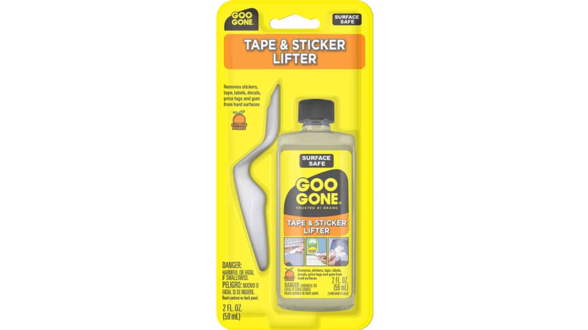Goo Gone Sticker Lifter with scraper tool for labels, decals, and price tag removal