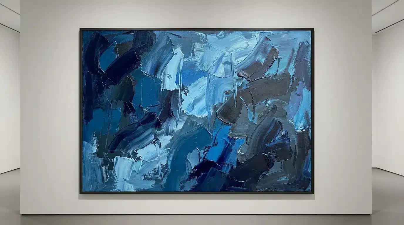 Monochromatic abstract canvas painting idea using multiple shades and tones of a single color