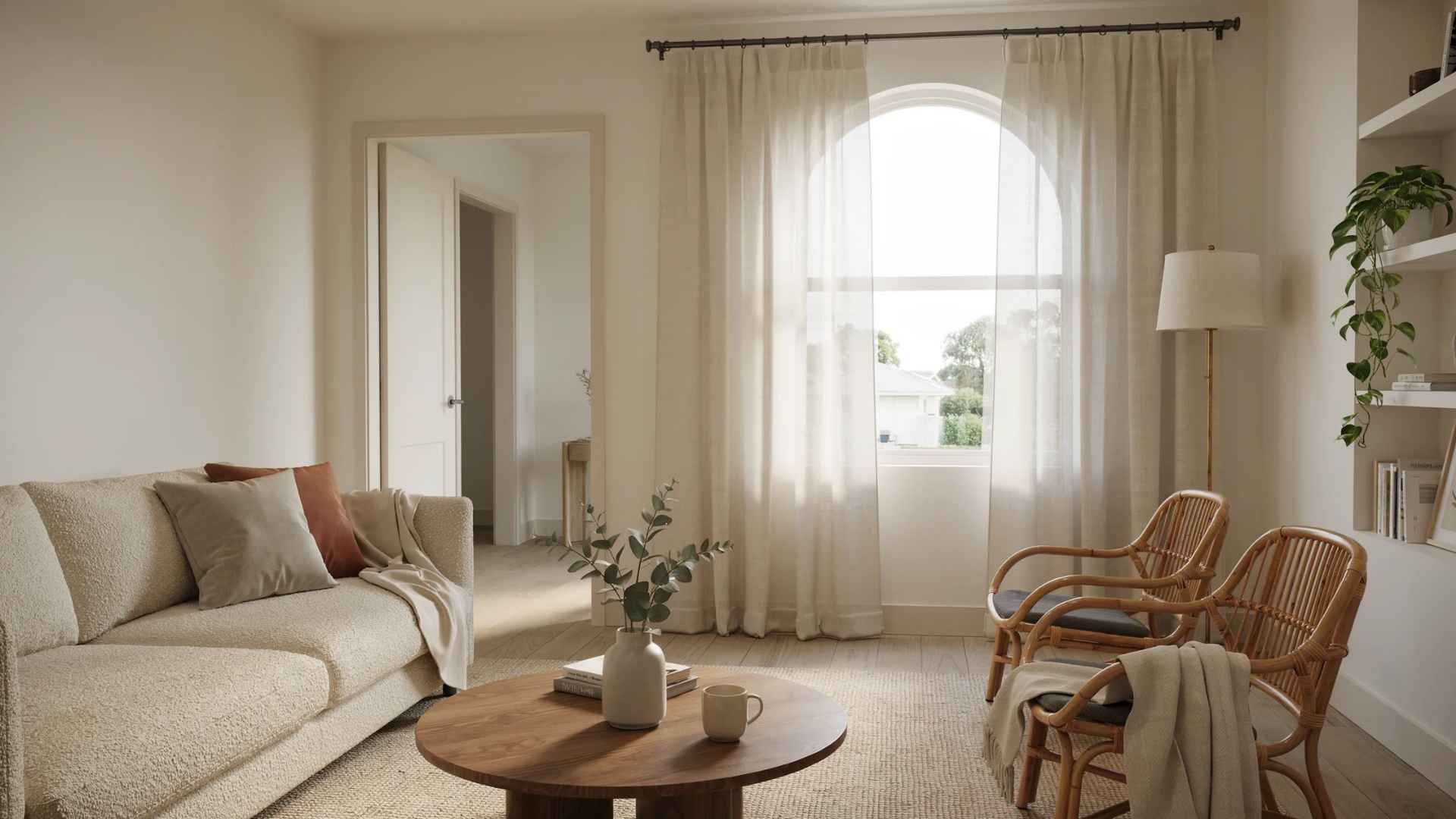 Living room with clear pathways that allow easy movement through the space.