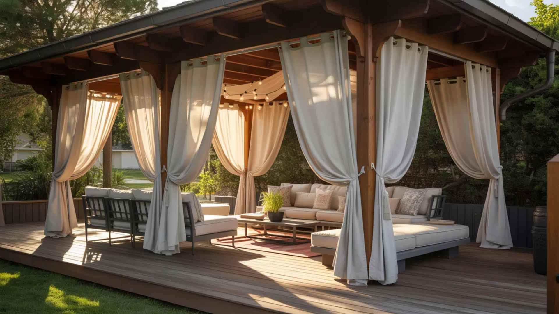 String Lights and Outdoor Curtains