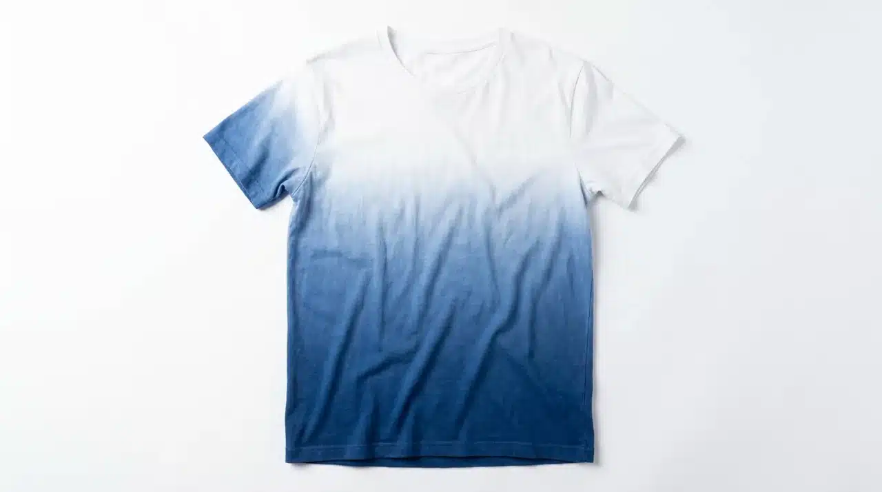 Tie dye shirt with a smooth color fade transitioning between soft pastel shades