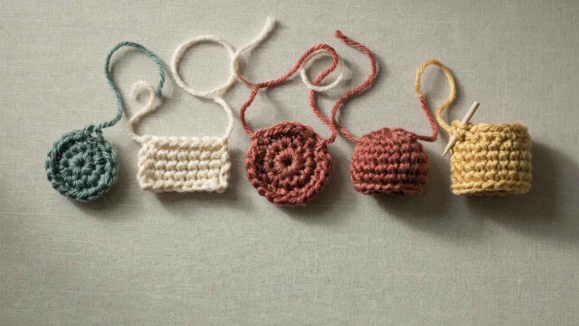 different types of stitches laid on the floor