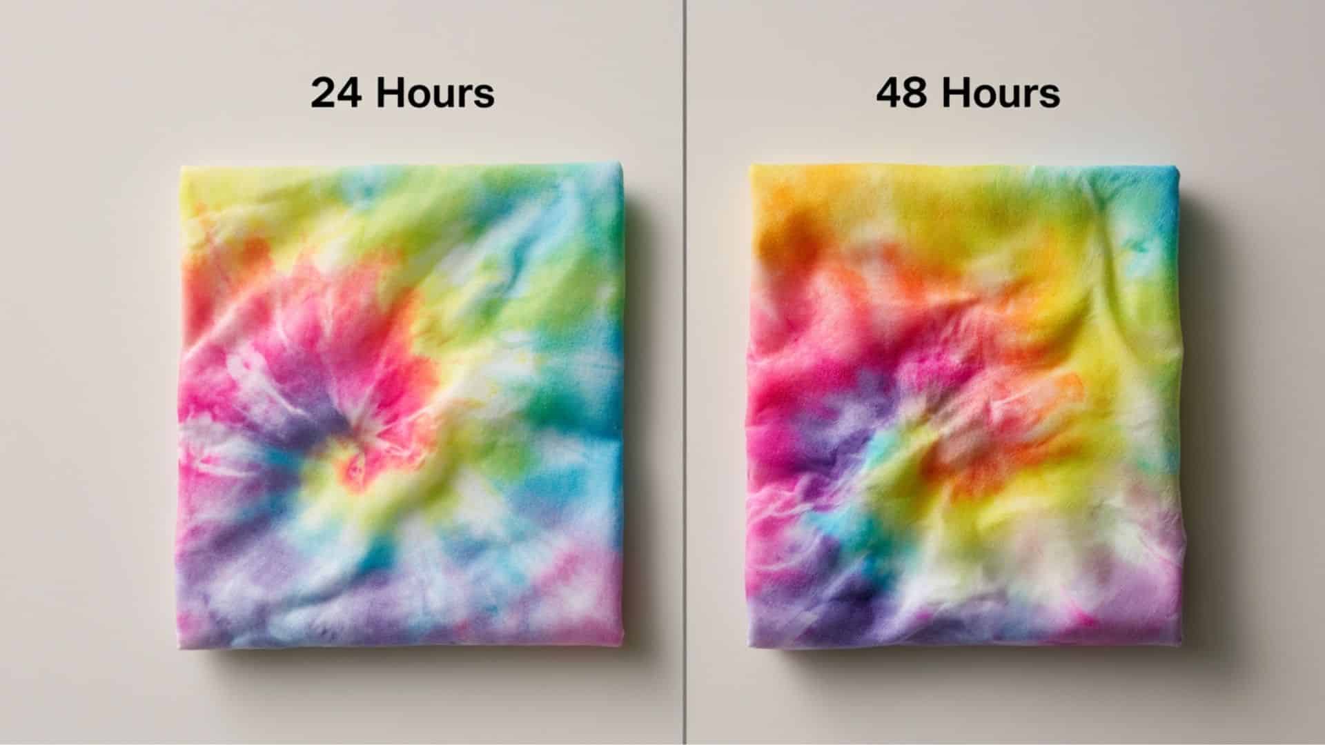 Infographic comparing 24-hour and 48-hour tie-dye pattern results
